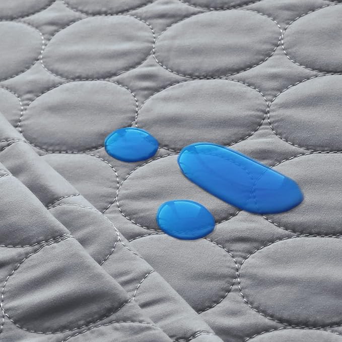 Pack and Play Sheets Fitted Quilted Waterproof Protector, 2 Pack Playard Mattress Pad Compatible with Graco Pack n Play, Mattress Cover fits for Baby Playpen Mattress, Mini Crib, Gray & Navy Blue