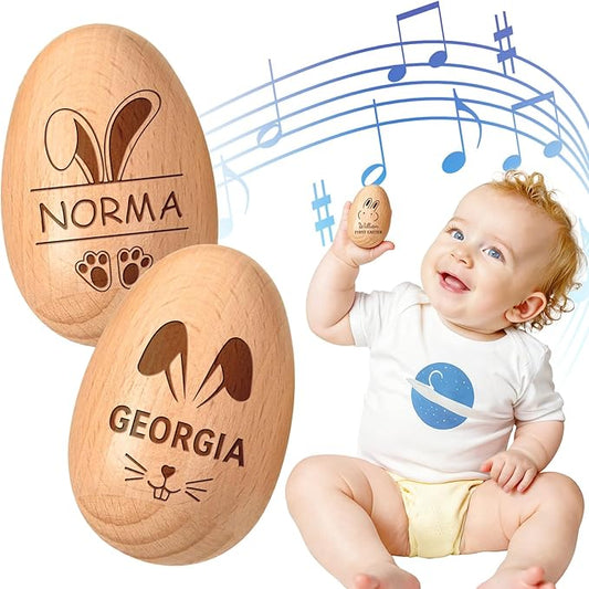 Eggs Musical Shakers, Personalized Easter Wooden Egg 2026, Wooden Easter Eggs, First Easter Gifts for Baby, Easter Gift for Kids, Birthday Gift Idea