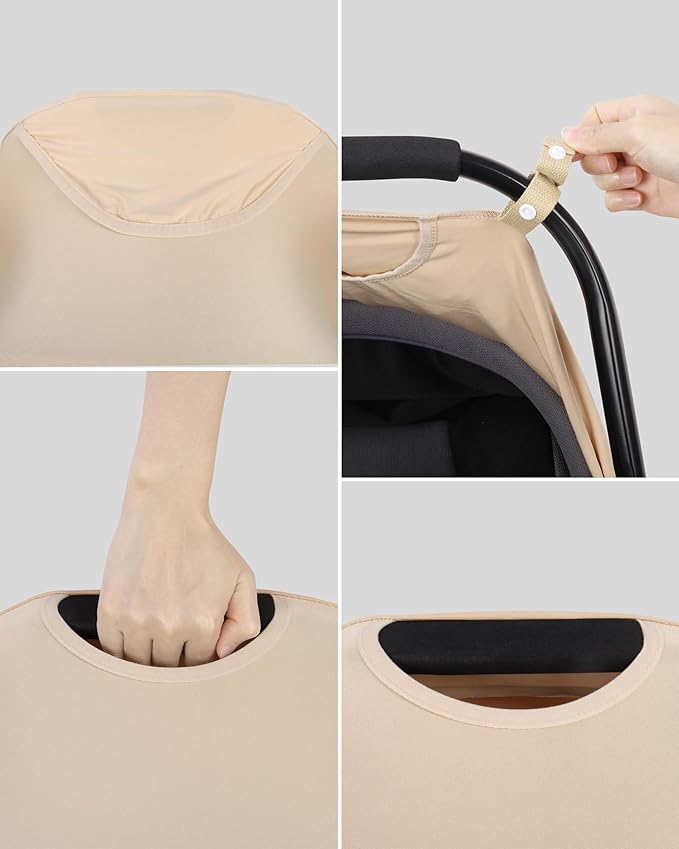 Metplus Car Seat Cover, Breathable Mesh Window Infant Carseat Canopy for Baby Boys & Girls, Summer Stroller Sunshade Net for Airflow & Privacy, Stretchy Universal Fit