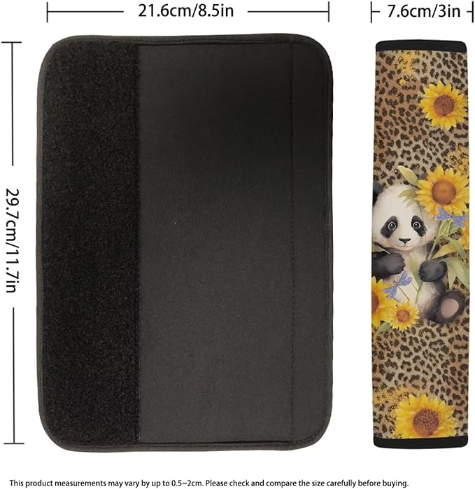 AFPANQZ 2pcs Seat Belt Pads Covers Universal Fit for Truck Vans Sedans SUVs Cute Panda with Sunflower Car Safety Seatbelt Pad Cushion Comfortable Driving Car Seats Accessories Decor