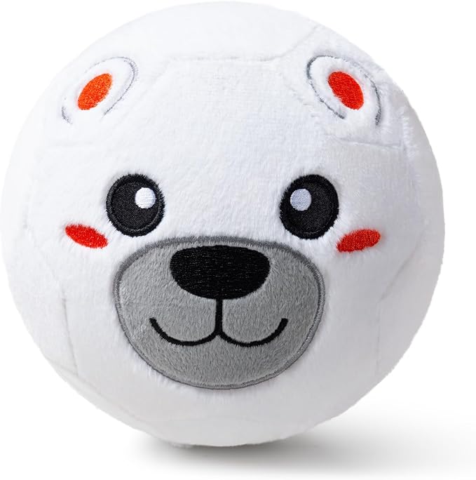 VangeBow Silent Indoor Soccer Balls for Toddlers 1-3, Inflatable Soft Plush Baby Toddler Soccer Ball Toys Gifts for 1 2 3 4 5 Year Old Boy Girl First Birthday Gift (Polar Bear, Pump Include)