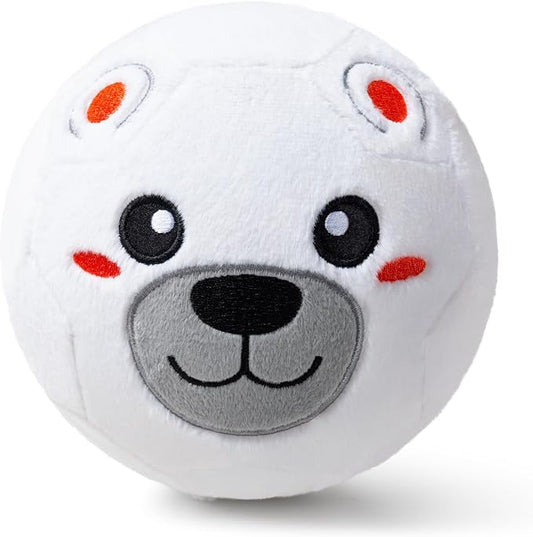 VangeBow Silent Indoor Soccer Balls for Toddlers 1-3, Inflatable Soft Plush Baby Toddler Soccer Ball Toys Gifts for 1 2 3 4 5 Year Old Boy Girl First Birthday Gift (Polar Bear, Pump Include)