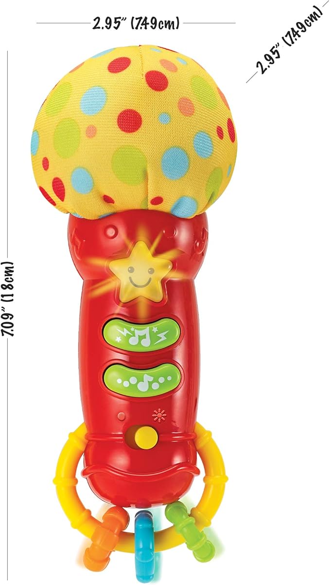 KiddoLab Baby Microphone Toy. My First Kids Microphone with Sounds and Teethers/Rattle. Battery Operated Toy for Toddlers and Babies 3-36 Months