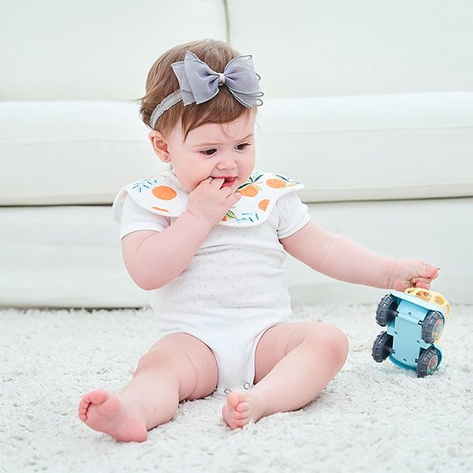 Cute Lace Bow Baby Girls Headbands Large Knot Hair Band Soft Chiffon Hairband Elastic Shower Hair Accessories for Newborn Infant Toddler Kids (Grey A, Elastic)