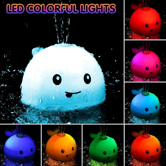 Whale Bath Toy Sprinkler, Baby Easter Basket Stuffers, Light Up Bath Toys for Kids Ages 1-3 Babies 6-12-18 Months, 1 2 3 Year Old Boys Girls Easter Toddler Birthday Gifts, Bathtub Pool Water Table Toy