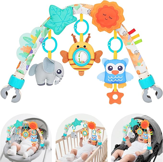 Car Seat Toys for Babies 0-6 Months,Arch Stroller Toys for Infant 0-6 Months,Mobile for Bassinet Bouncer Hanging Toys Fit for Crib,Stroller,Car Seat Shower Gifts for Baby 6-12 Months(Animals)