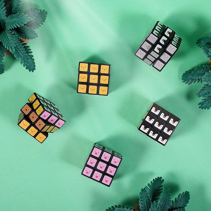 48 Pack Animals Mini Cube Bulk, 1.18 Inch 3x3x3 Small Puzzle Cubes Set, Animal Themed Birthday Party Favors, Classroom Rewards Prizes, Stocking Stuffers, Easter Basket Fillers for Kids