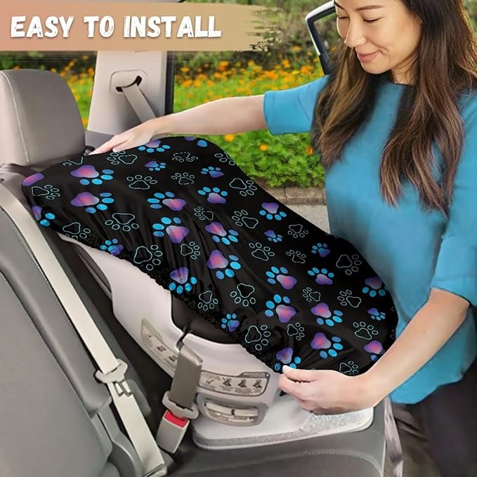 XYZCANDO Dog Paw Print Car Seat Protector for Child Car Seat Cartoon Baby Car Seat Shade Cover Breathable Car Seat Sun Cover for Baby Easy to Install Baby Car Seat Cover Gift for Family