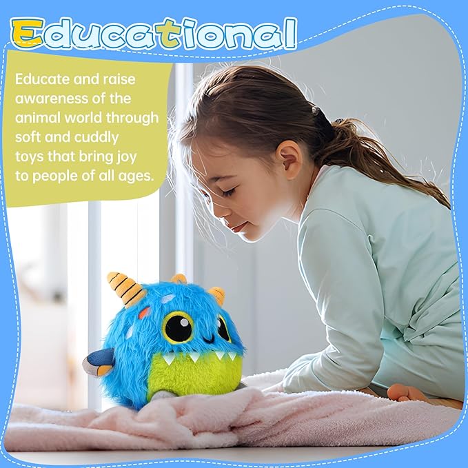 nicknack Toys for 1 2 3 Year Old Girls Boys Gifts, Crawling Monsters Baby Toys with Musical Sound, Toddler Interactive Sensory Plush Toys, Birthday Present Gifts for Kids 1 2 3 Years Old Boys Girls