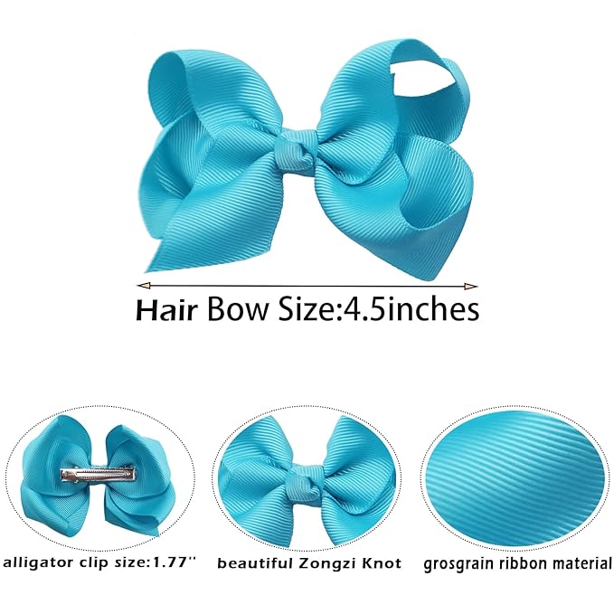 40 Colors Hair Bows for Girls 4.5inch Boutique Grosgrain Ribbon Bows Alligator Hair Clips Hair Accessories for Baby Girls Toddlers Kids Children Teens