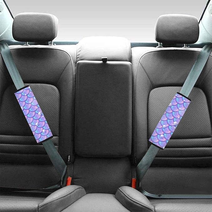 Mermaid Scale Car Seat Belt Cover Pad 2-Piece Super Soft Comfortable Shoulder Seatbelt Pads Cushions
