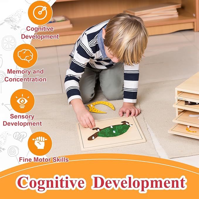 Montessori Wooden Turtle Puzzle for Kids Ages 3-6 – Educational Shape Sorting Toy for Preschool Learning, Fine Motor Skills & Problem Solving | Safe Toddler Puzzle for Home & Classroom (7-Pieces)