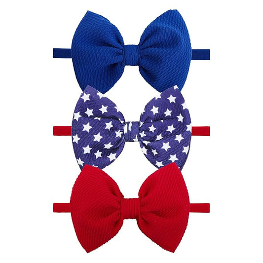 4th of July Hair Bows for Girls Baby Headbands Fourth of July Red White and Blue Hair Accessories Baby Bows 0-6 months Star