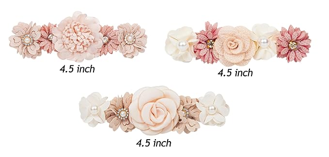 XuoAz Baby Girls Floral Headbands Set-Flower Crown Elastic Hairband for Newborn Toddler Hair Accessories (Pack of 3)