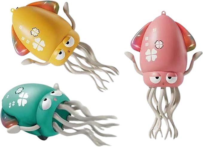 Dancing Octopus – Rechargeable,Sound & Light, Includes Fishing Rod, Obstacle Avoidance, and Lying-Down Walking Function (Pink)