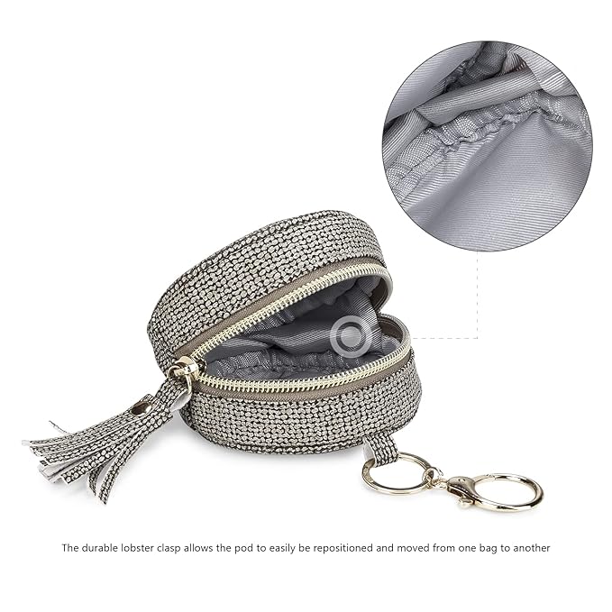 MOMIGO Pacifier Case Bag - Leather Pacifier Holder with Clip for Diaper Bag Stroller Purse Charm, Holds 2 Pacifiers Outdoor Travel (Weave Dark Grey)