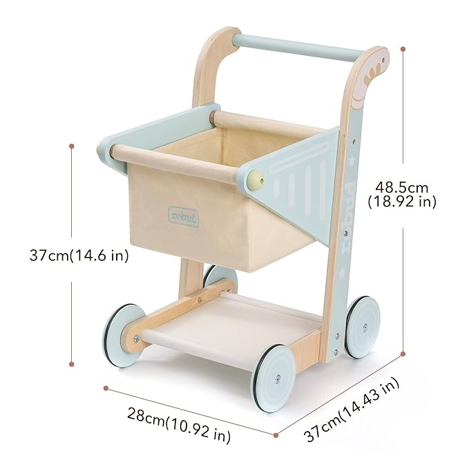 ROBUD Wooden Baby Walker for Girls Boys, Wooden Shopping Cart for Kids Toddlers, Learning Walker Toys for 10 Months 1 Year Old