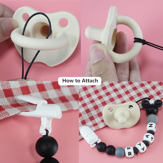 Personalized Pacifier Clip with Name, Customized Pacifier Holder with Name for Baby, Paci Clips with Mouse Head Design