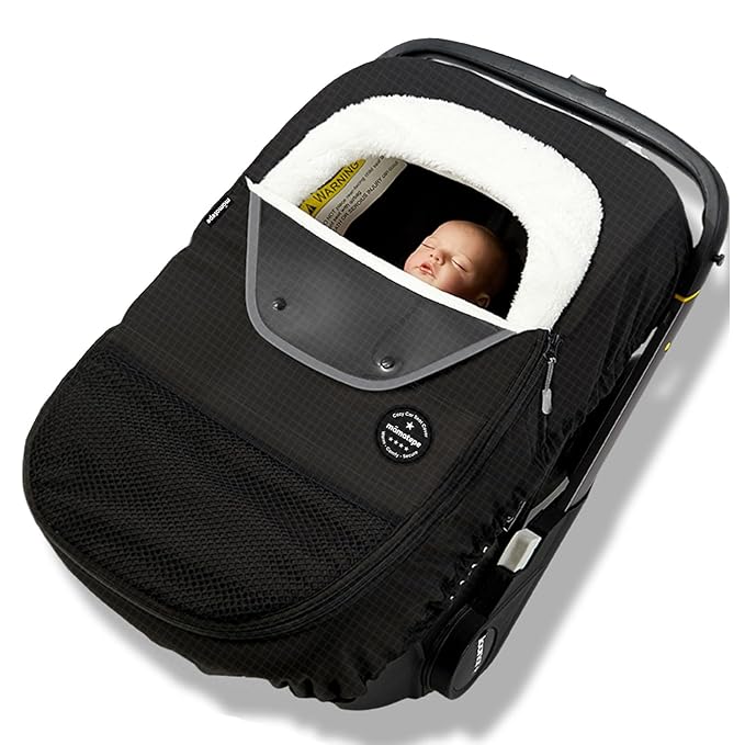 Mamatepe Winter Baby Car Seat Cover, Rain and Snow Repellent, Windproof Warm Fleece Breathable with U Shape Zipper for Newborn Car Seat, Universal for Infant Car Seat
