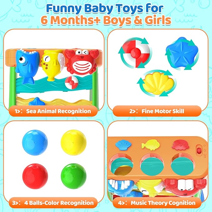 YEGEER Toys for 1 2 Years Old Boys Girls, Musical Toys for 12-18 Months, Interactive Toddler, Montessori Toys, Christmas Birthday Gifts for Baby Kids Toddlers Age 1-2 Years Old (Multicolored)