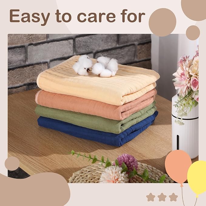 Peryiter 4 Pcs Muslin Hooded Baby Towels 32 x 32 Inch Cotton Newborn Bath Essentials Muslin Infant Blankets Absorbent Registry Gifts for Girl Boy Kids Baby Shower (Green)