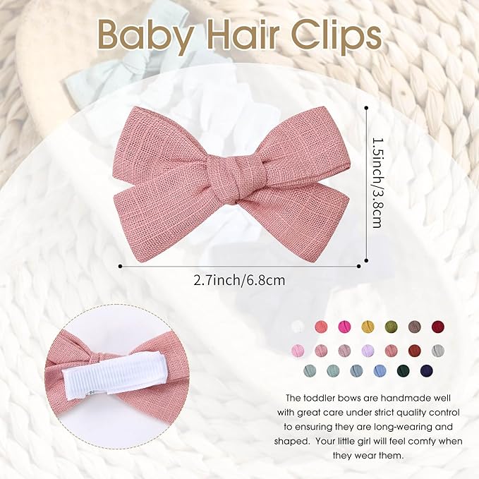 Oaoleer Baby Hair Clips, 40PCS Fully Lined Hair Bows for Girls Toddler Babies Kids Baby, Non Slip Tiny Hair Accessories for Infants Toddlers Kids Children Little Girls (Hair Bows-B)