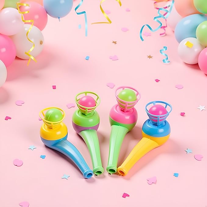 4Pcs Ball Blowing Floating Blow Pipe Balls, Floating Ball for Birthday PartyBalance Game (Random Color)