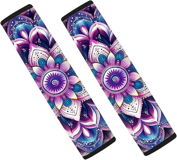 Hippie Lotus Seat Belt Cover Seatbelt Shoulder Pad Soft Comfort Seat Belt Shoulder Strap Cover Seat Belt Cushion for Kids Soft Auto Seat Belt Cover Seatbelt Shoulder Pad Cushions