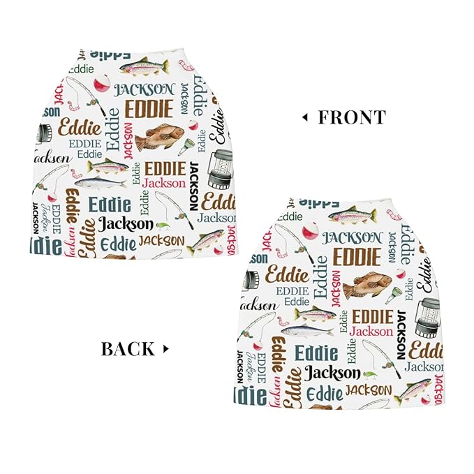 Personalized Baby Car Seat Cover for Boys Girls, Custom Fishing Nursing Covers for Breastfeeding with Name, Infant Stroller Cover, Baby Carseat Canopy for Newborn, Multiuse Car Seat Canopies