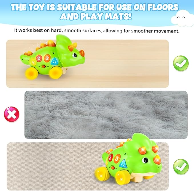 Musical Dinosaur Toy for Baby, Dinosaur Crawling Toys for 3-9 Months, Babies 6-12 Months for Early Development Learning Toys with Light & Sound, Birthday Gift for 1 2 Year Old Toddlers