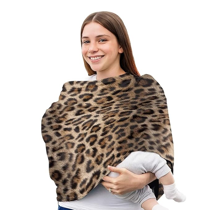 Forchrinse Cheetah Baby Car Seat Canopy Soft Nursing Breastfeeding Cover Stroller Cover Baby Car Seat Cover for Boys Girls
