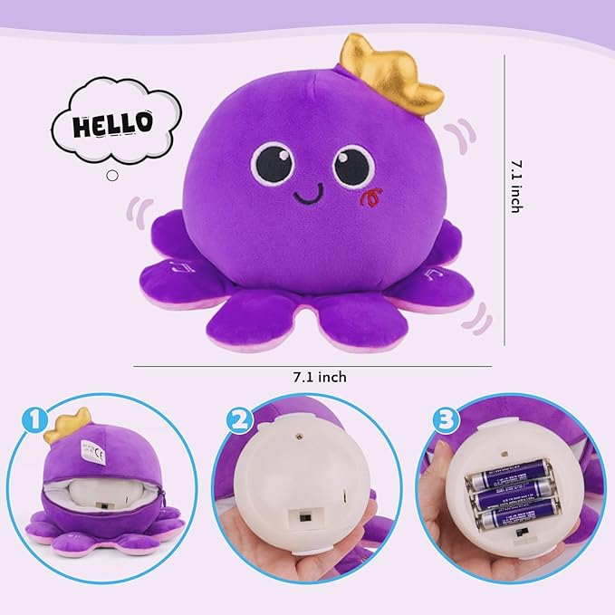 Octopus Baby Crawling Musical Interactive Toys with 97 Melodies, Talking Repeat Function Language Learning for Newborn Infant, Safe Plush Sensory Learning Montessori Toy for Toddlers Gift 0+ Months