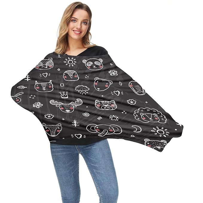 Baby Car Seat Stroller Covers Panda Fox Bear Nursing Cover Breastfeeding Scarf Soft Breathable Stretchy Coverage Carseat Canopy Cover for Boys and Girls Soft Breathable Multi Use