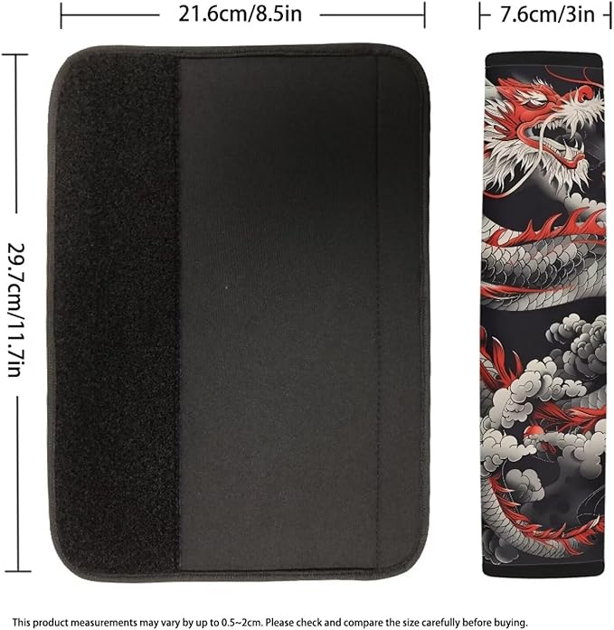 AFPANQZ 2 Pack Seat Belt Pads Cover Cool Dragon Print Safety Seatbelt Shoulder Strap Covers Cushion Harness Pads for Car Bags Soft Comfortable Universal Fit for Truck Vans Sedans SUVs