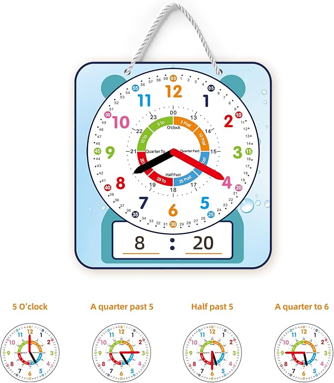 ANCOMEDO Large 12" Magnetic Writable Dry Erase Teaching Clock,Teaching Demonstration Clock for Kids Learning Time with Cute Style for Home School Classroom Supplies(12" x 11")