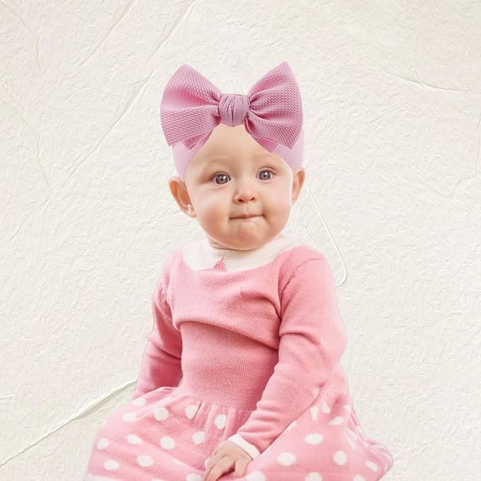 KIDOCHEESE Big Bows Baby Girl Headbands with Bows Elastics Nylon Hairbands Oversized Head Wraps Large Hair Bow Hair Accessories for Baby Girls Newborn Infant Toddlers Kids