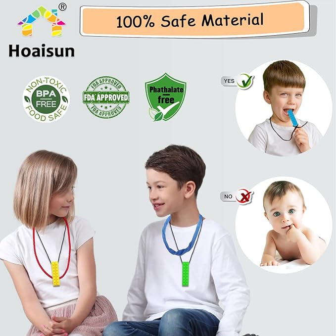 Sensory Chew Necklaces 12 Pack, Stretchy Chewy Necklace Sensory Toys for Kids with Autism, ADHD, Biting, Teething Needs, Silicone Blocks Chewing Toys for Boys Girls Adults Reduce Anxiety Fidget