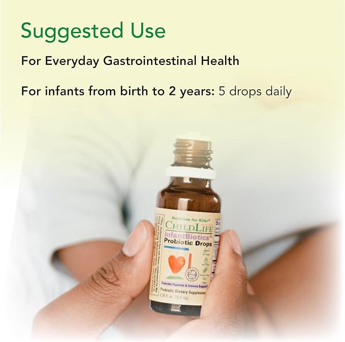 CHILDLIFE ESSENTIALS InfantBiotics - Baby Probiotic Drops, Infant Probiotic, Toddler Probiotic, Baby Constipation Relief, Gas Drops for Newborns, Gastrointestinal Health, Vegan, Non-GMO - 0.36 Fl Oz