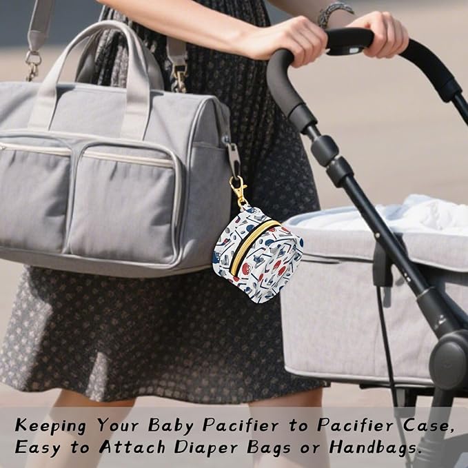 Hockey Skates White Print Pacifier Holder Case for Diaper Bag Portable Travel Pacifier Storage Case with Clip Newborn Baby Pouch for Baby Boys Girls Purse Outdoor