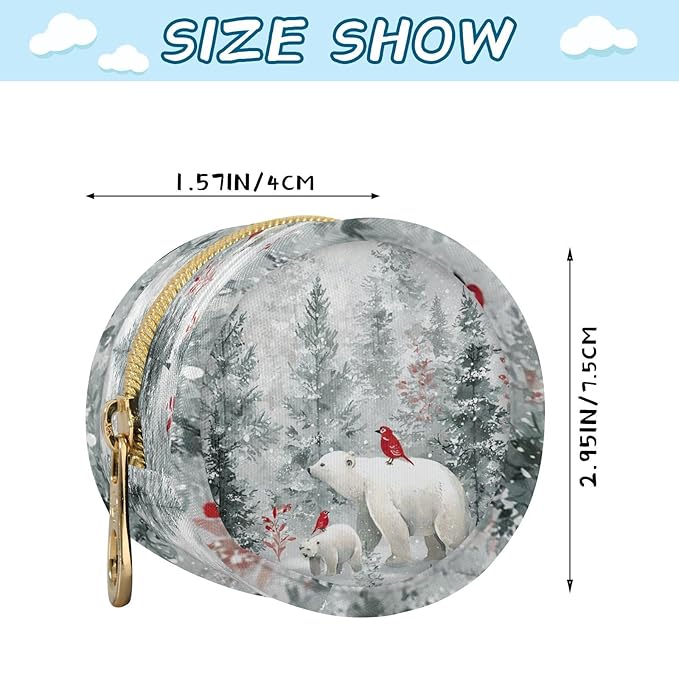 Pacifier Holder with Clip Pacifier Case for Diaper Bag Round Baby Pacifier Pouch Box Bag Portable Pine Forests Bears Birds Grey