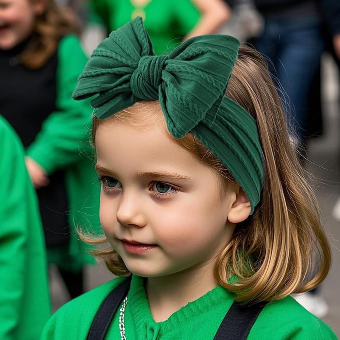 LemonSpace Handmade St.Patrick's Day Baby Headbands Green Bow Hairbands Girl Bows Infant Hair Accessories Newborn Soft Stretchy Nylon Baby bows