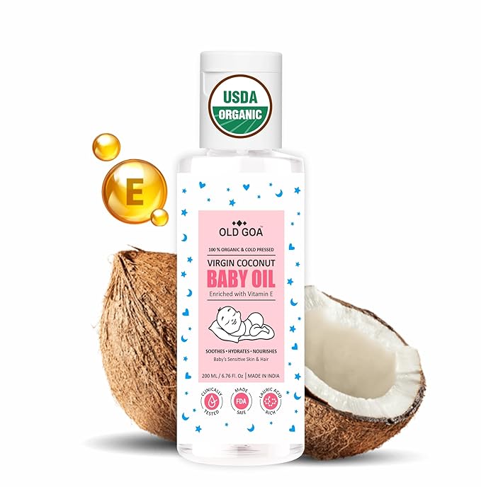 Organic Baby Oil | Cold Pressed | Non Sticky | Quick Absorb | Baby's Sensitive Skin & Hair - 200 Ml