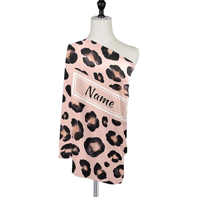 Custom Snow Leopard Pink Beige Baby Car Seat Cover Personalized Your Name Nursing Covers Breastfeeding Scarf Infant Carseat Canopy for Mom Baby Gift