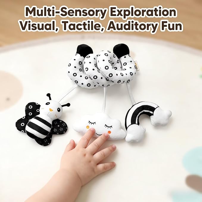 Multi-Use Baby Spiral Activity Toy – Spiral carseat Toy for Car Seat, Stroller,Play Gym, Keeps Baby Quiet, Easy Travel Solution