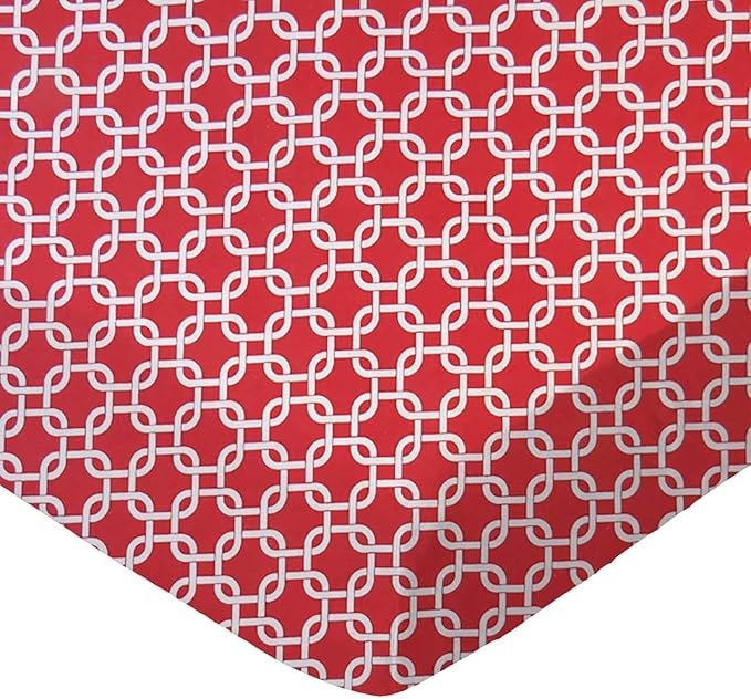SheetWorld Baby Fitted Playard Sheet 24 x 42 inches, 100% Cotton Woven Sheet, Unisex Boy Girl, Red Links Made in USA, Compatible with Travel Crib