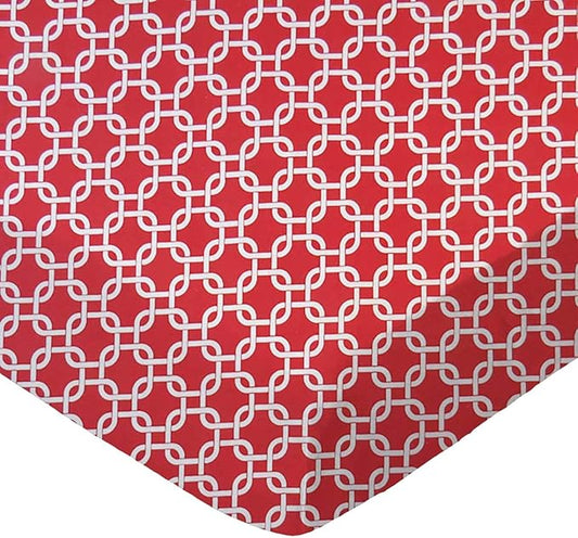 SheetWorld Fitted Pack N Play Playard Sheet 36x36, Fits The Graco Tot Bloc, Delta Children Playard, and All 36 x 36 Mattresses, 100% Cotton Woven, Red Links, Made in USA
