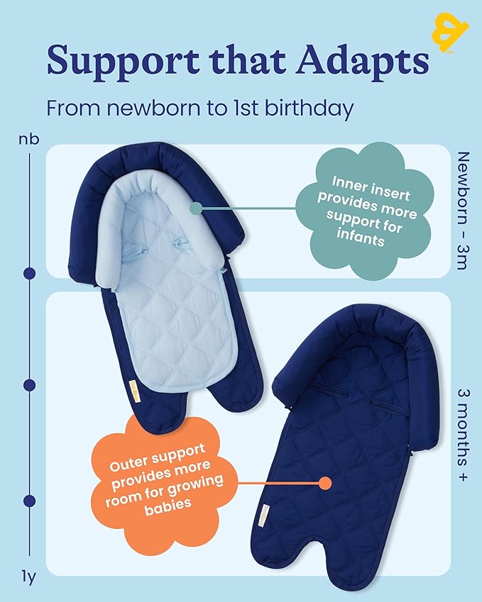 GoldBug Baby & Toddler 2-in-1 Car Seat Head Support - Blue