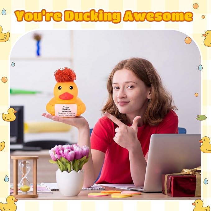 Civaner 7 Inch Emotional Giant Rubber Duck Big Jumbo Positive Yellow Duck Inspirational Gift Large Duckling Toy with Squeaky Sound for Men Coworker Colleges Graduation (Who You are)