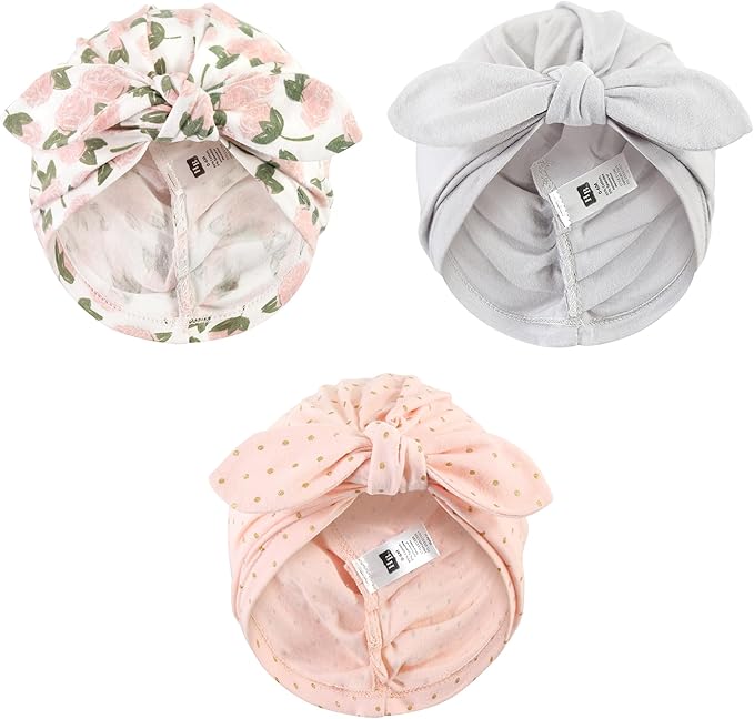 Hudson Baby Infant Girls Turban Cotton Headwraps, 0-24 Months
