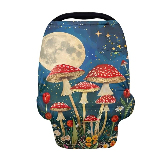 Youngerbaby Mushroom Nursing Cover Breastfeeding Super Soft Multi Use for Baby Car Seat Covers Canopy Shopping Cart Cover Scarf Light Blanket Stroller Cover Baby Girl Necessities
